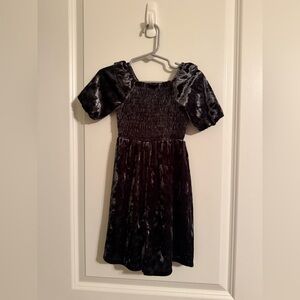 Velvet Puff Sleeve Smocked Romper - Grey